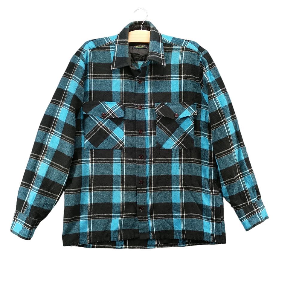 Backpacker Men's Flannel Shirt Multicolor M 15-15.5 Long Sleeve Plaid Acrylic